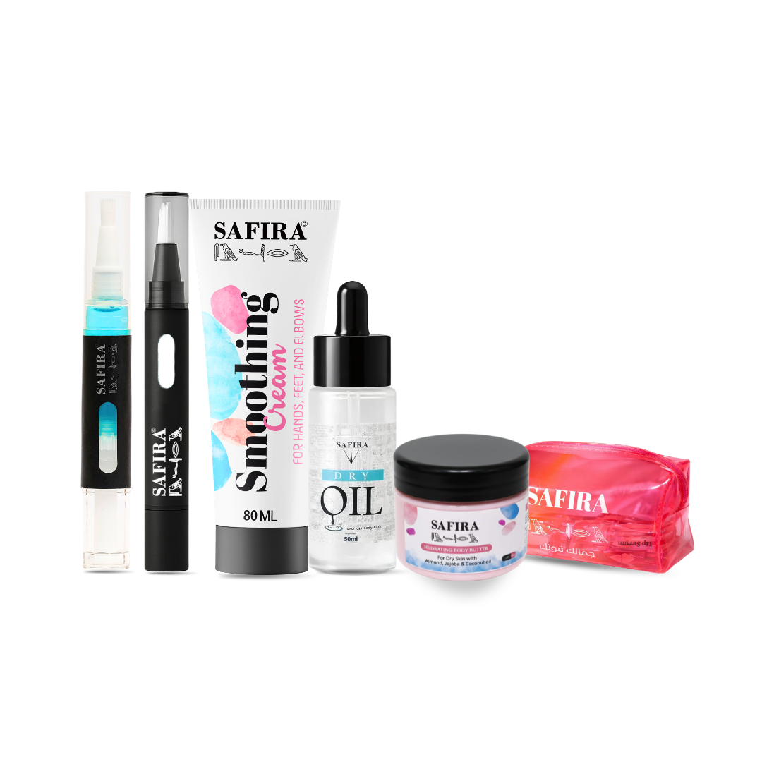 Royal Bundle (Blue + White Nail Serum + Dry Oil + Body Butter + Smoothing Cream + free safira bag) + free shipping